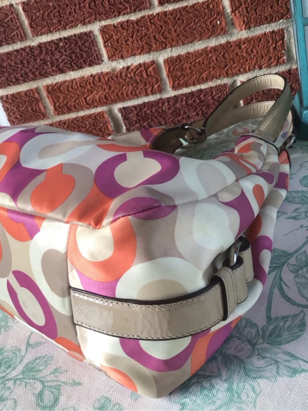 Coach Madison Maggie OP art scarf print shoulder bag vintage - Picture 6 of 13